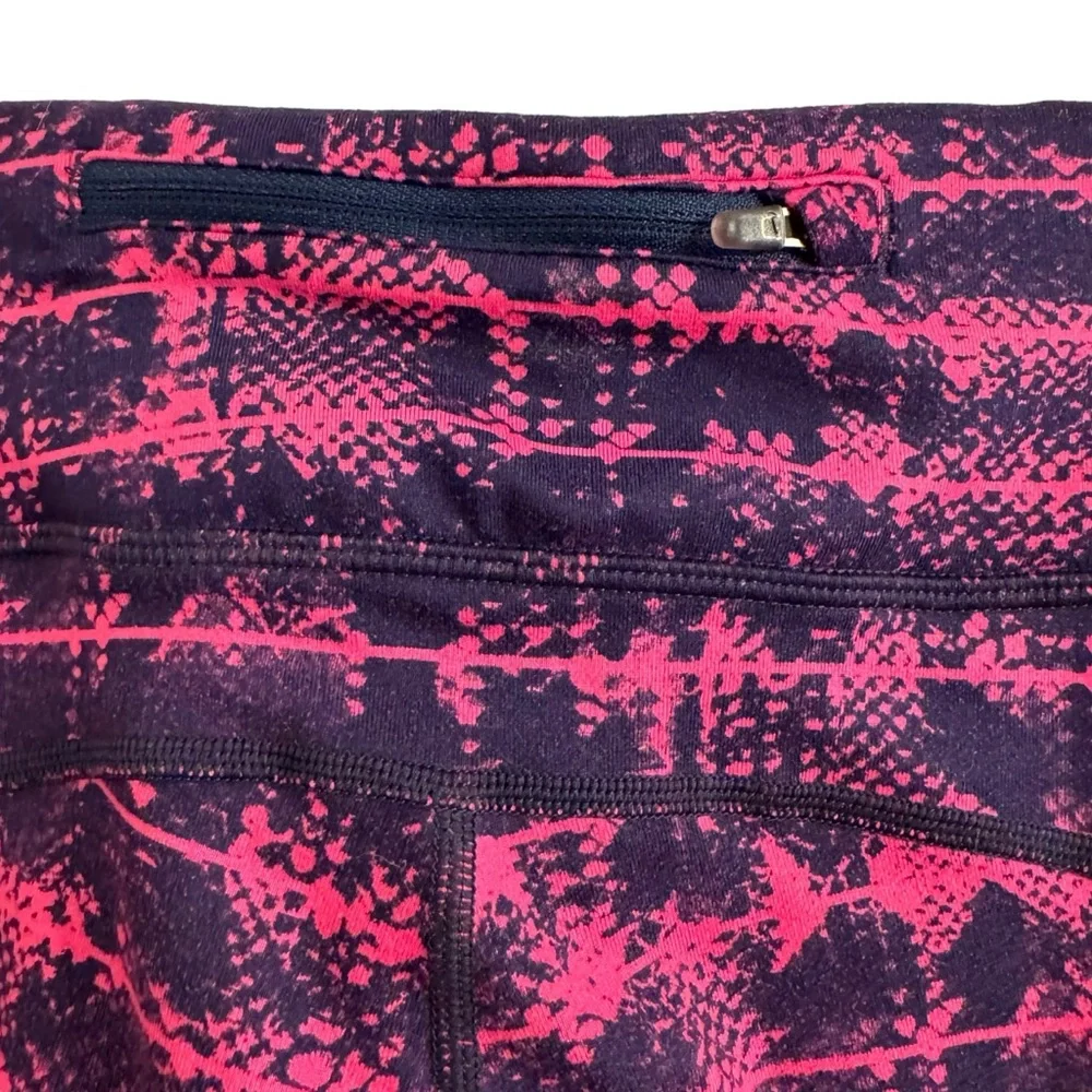 Nike Dri Fit Printed Epic Run Cropped Running Leggings Pink/Black Size Small